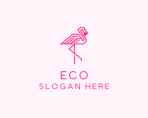 Pink Outline Flamingo  logo design