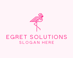 Pink Outline Flamingo  logo design