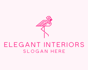 Pink Outline Flamingo  logo design