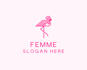 Pink Outline Flamingo  logo design