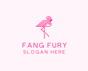 Pink Outline Flamingo  logo design