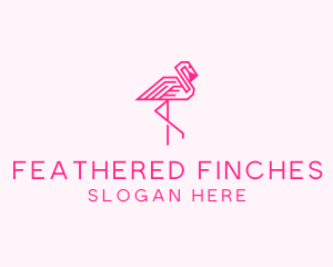 Pink Outline Flamingo  logo design