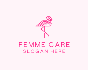 Pink Outline Flamingo  logo design