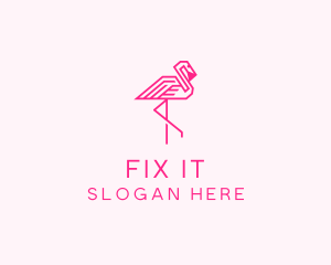 Pink Outline Flamingo  logo design