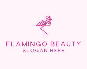 Flamingo - Pink Outline Flamingo logo design