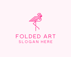 Pink Outline Flamingo  logo design