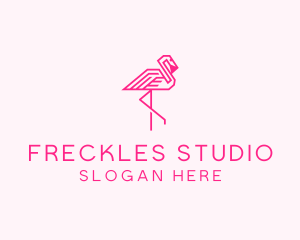 Pink Outline Flamingo  logo design