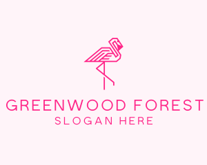 Pink Outline Flamingo  logo design