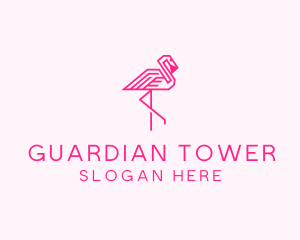 Pink Outline Flamingo  logo design