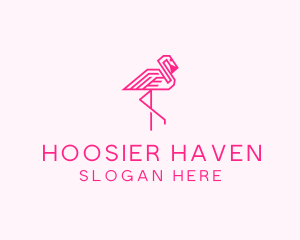 Pink Outline Flamingo  logo design