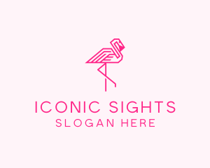 Pink Outline Flamingo  logo design