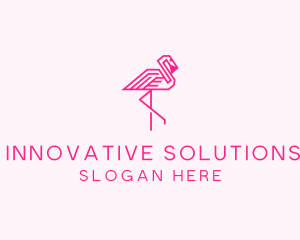 Pink Outline Flamingo  logo design