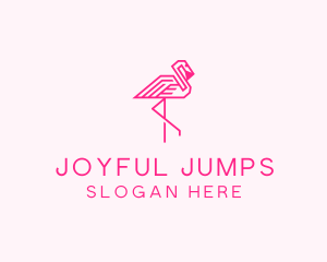 Pink Outline Flamingo  logo design