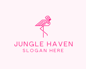 Pink Outline Flamingo  logo design