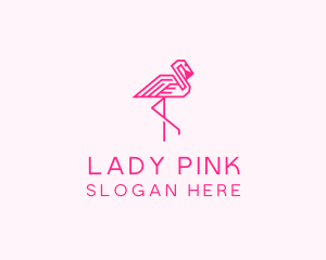 Pink Outline Flamingo  logo design