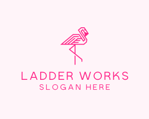 Pink Outline Flamingo  logo design