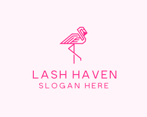 Pink Outline Flamingo  logo design