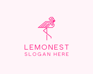 Vacation - Pink Outline Flamingo logo design