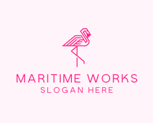 Pink Outline Flamingo  logo design