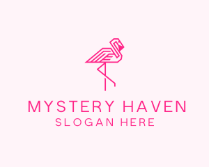 Pink Outline Flamingo  logo design