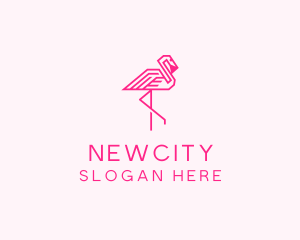 Pink Outline Flamingo  logo design