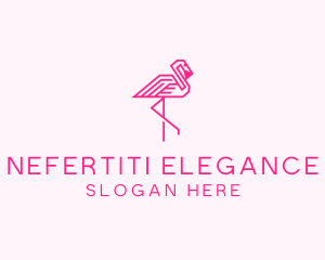 Pink Outline Flamingo  logo design