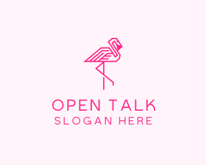 Pink Outline Flamingo  logo design