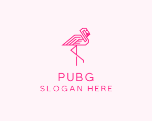 Island - Pink Outline Flamingo logo design