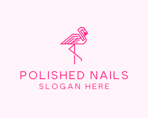 Pink Outline Flamingo  logo design