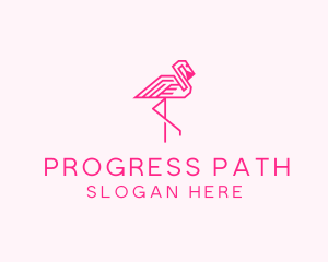 Pink Outline Flamingo  logo design