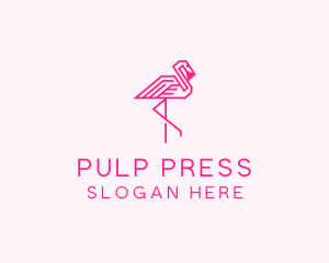 Pink Outline Flamingo  logo design