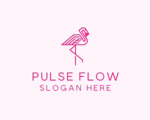 Pink Outline Flamingo  logo design