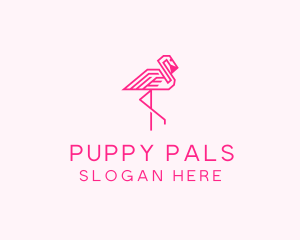 Pink Outline Flamingo  logo design