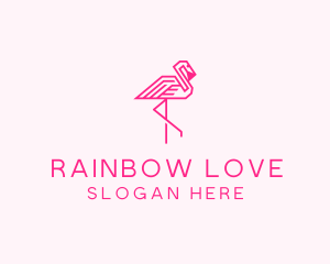 Pink Outline Flamingo  logo design