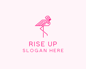 Pink Outline Flamingo  logo design