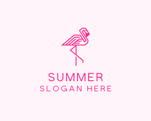 Pink Outline Flamingo  logo design