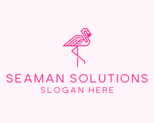 Pink Outline Flamingo  logo design