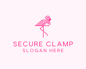 Pink Outline Flamingo  logo design