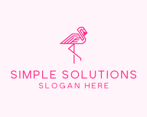 Pink Outline Flamingo  logo design