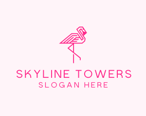 Pink Outline Flamingo  logo design