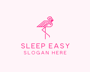 Pink Outline Flamingo  logo design