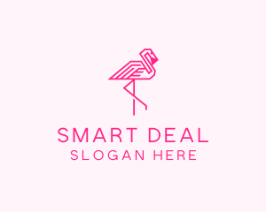 Pink Outline Flamingo  logo design