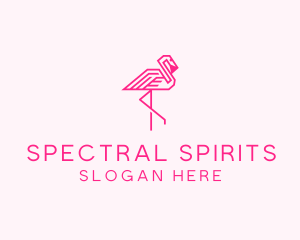 Pink Outline Flamingo  logo design