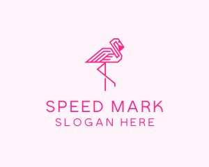 Pink Outline Flamingo  logo design