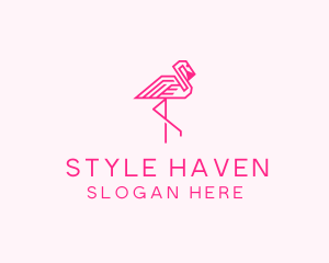 Pink Outline Flamingo  logo design