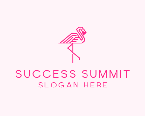 Pink Outline Flamingo  logo design