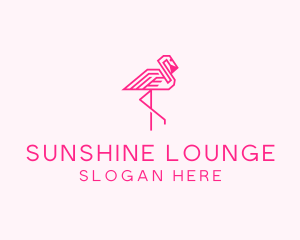 Pink Outline Flamingo  logo design