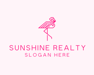 Pink Outline Flamingo  logo design