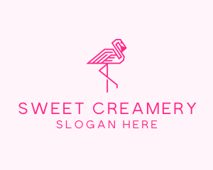 Pink Outline Flamingo  logo design