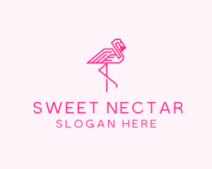 Pink Outline Flamingo  logo design